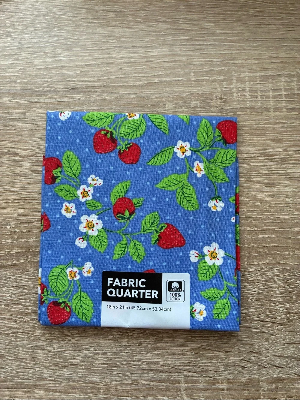Fat Quarter of Strawberry Print Fabric - Quilting Cotton